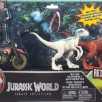 Velociraptor Red & Moto Pursuit Pack DNA Scan Code Jurassic World Survival Velociraptor Blue Real Feel
