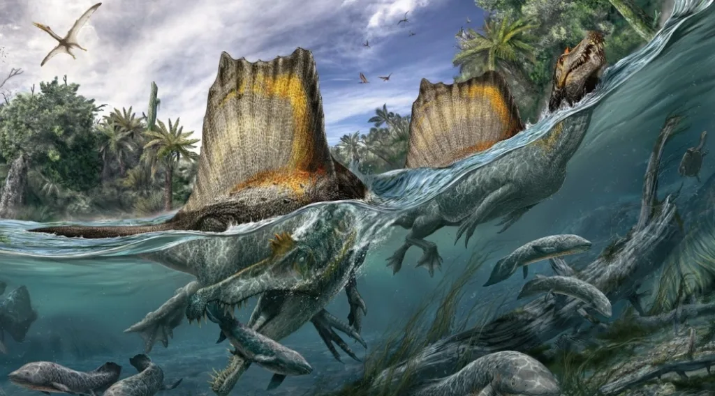 Spinosaurus sail anatomy comparison illustration