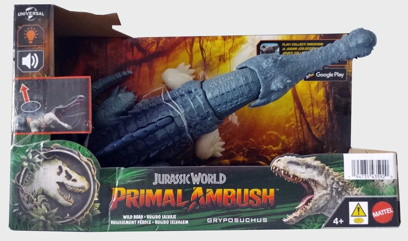 JurassicDNA.com Jurassic World Primal Ambush Gryposuchus Wild Roar